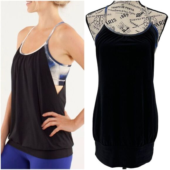 Lululemon No Limits Tank Top Black Milky Way Multi Size 4 - Picture 1 of 12